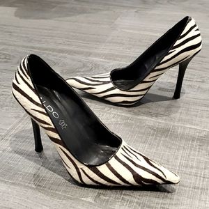 Aldo zebra print pointed toe pumps